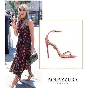 Aquazurra Purist Velvet Sandal 105 Antique Rose sz 38